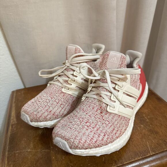 EUC adidas Ultra Boost 4.0 Chalk White Active Red Womans 6 DB3209 Shoes Running - Picture 13 of 15